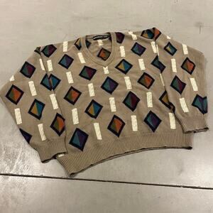 vintage y2k v-neck patterned sweater